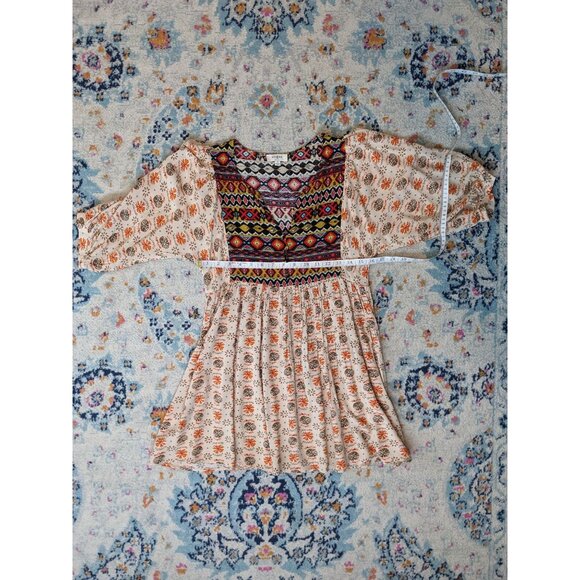 Umgee Multicolor Boho Mini Dress. Size Small - Picture 6 of 10